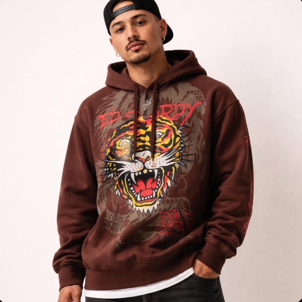 Ed Hardy Tiger Head Men’s Hoodie Size Small